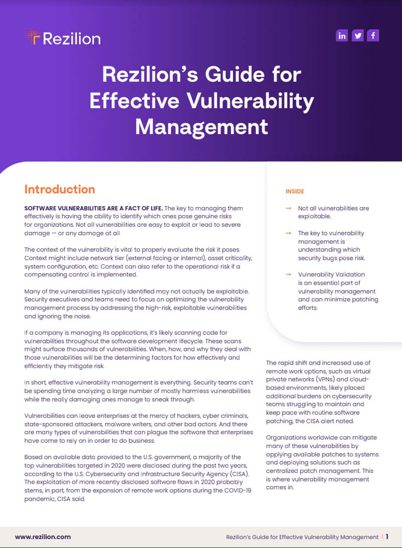 Rezilion’s Guide to Effective Vulnerability Management