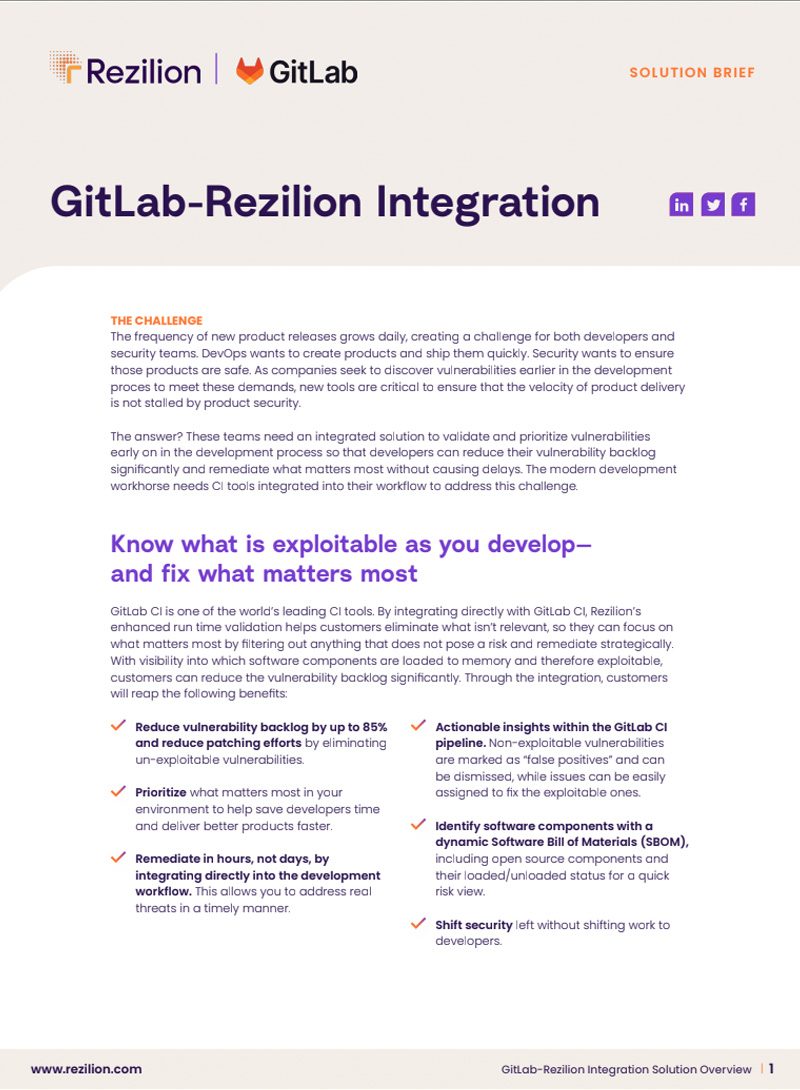 GitLab-Rezilion Solution Overview