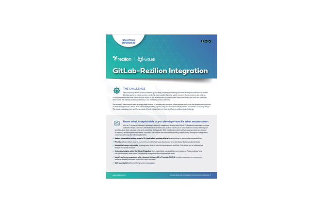GitLab-Rezilion Solution Overview