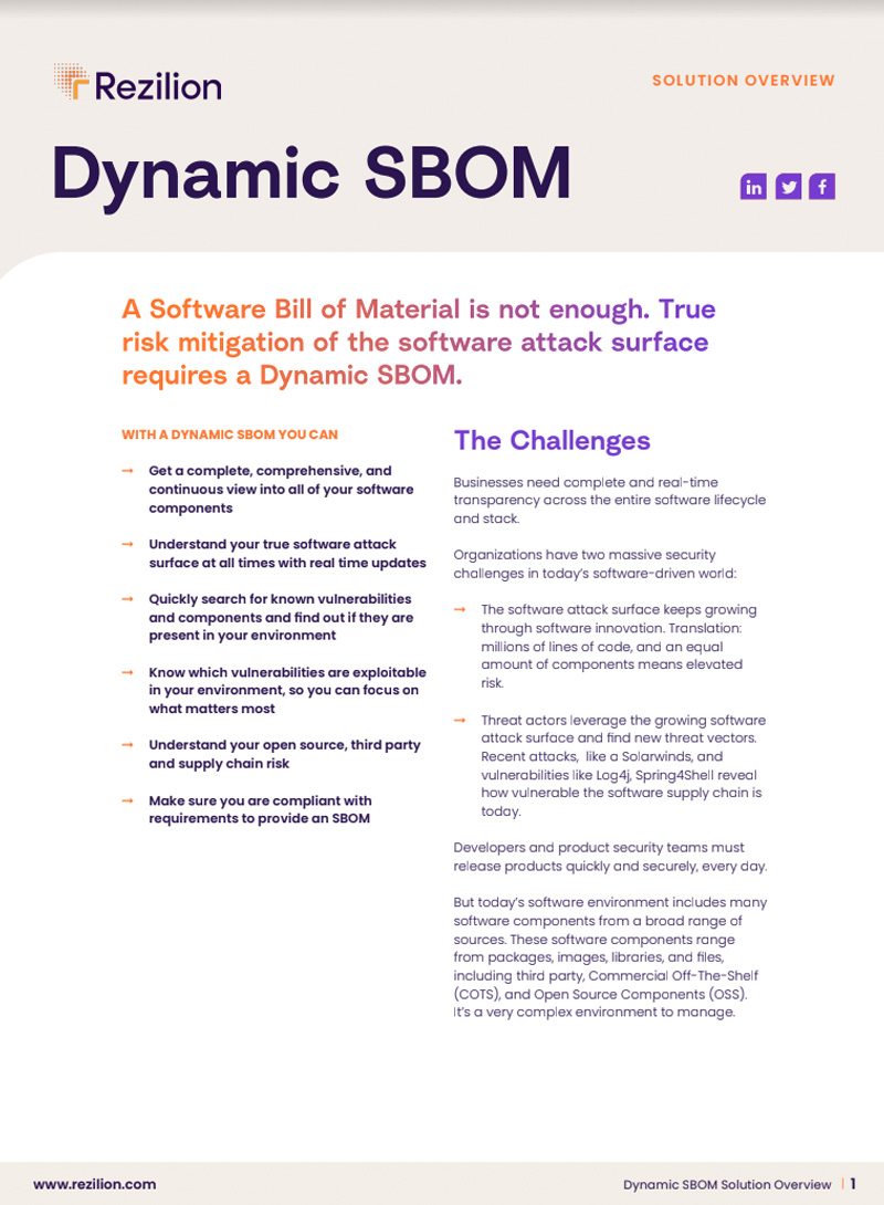 Dynamic SBOM Solution Overview
