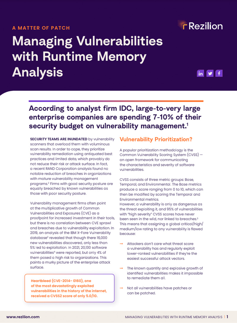 A Matter of Patch: Managing Vulnerabilities with Runtime Memory Analysis