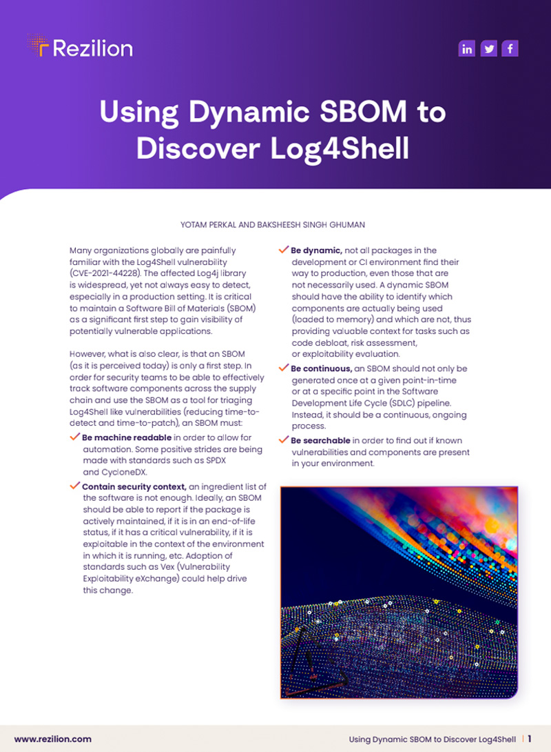 Using Dynamic SBOM to Discover Log4Shell