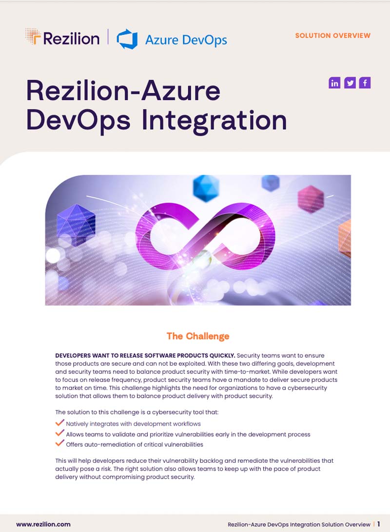 Rezilion-Azure DevOps Integration