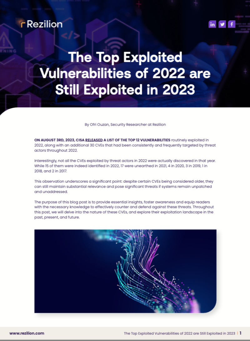 Thumbnail of research report, 'The Top Exploited Vulnerabilities of 2022 are Still Exploited in 2023'