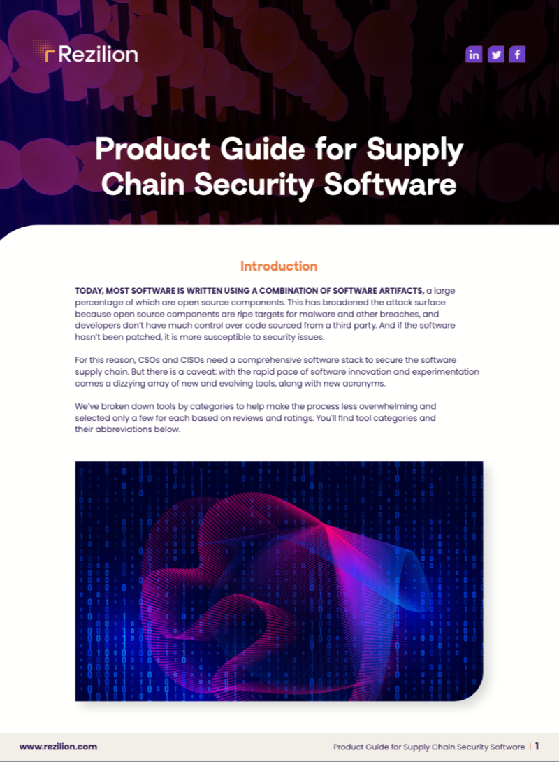 Thumbnail of the white paper, 'Product Guide for Supply Chain Security Software'